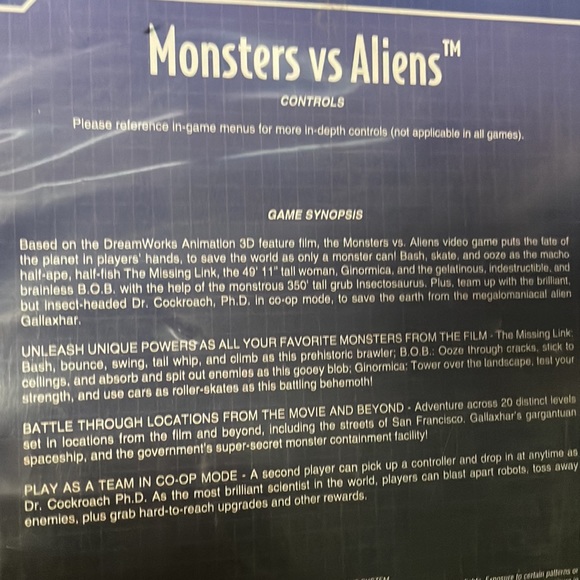 Monsters vs Aliens Game Case PS2 - Picture 2 of 2